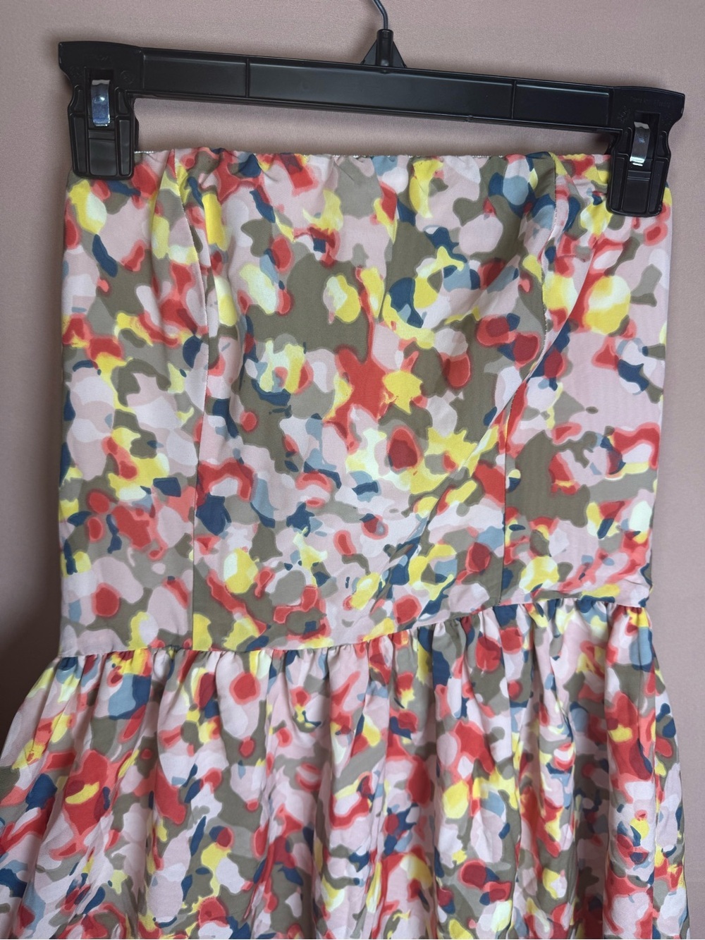 Love...Ady Strapless Abstract Multicolor Spring Summer Mini Short Dress Size M - Picture 2 of 9